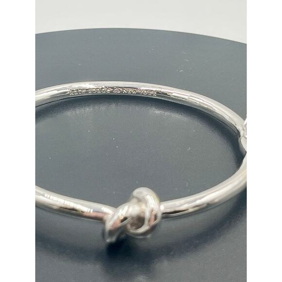 Kate Spade Sailor's Knot Love Knot Polished Silver Tone Hinged Bangle Bracelet - Picture 9 of 9